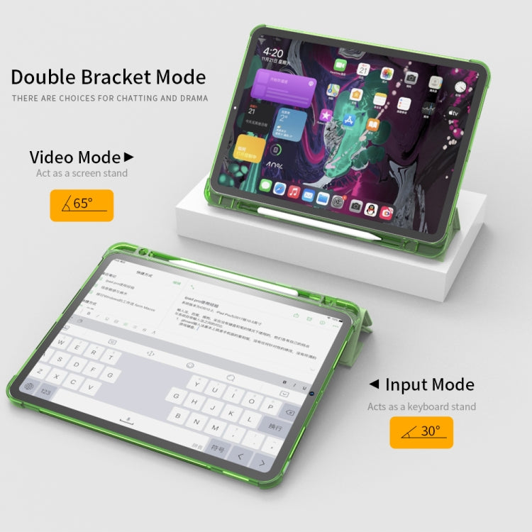 Multi-folding Horizontal Flip PU Leather + TPU Aitbag Shockproof Half Paste Case with Holder & Pen Slot & Sleep / Wake-up Function, For iPad Pro 11 2022 / 2020/2021