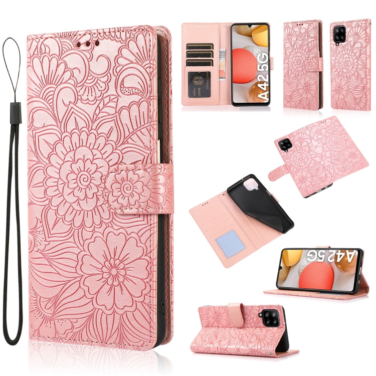 Skin Feel Embossed Sunflower Horizontal Flip Leather Case with Holder & Card Slots & Wallet & Lanyard, For Samsung Galaxy S8+, For Samsung Galaxy A12, For Samsung Galaxy A42 5G, For Samsung Galaxy A32 4G, For Samsung Galaxy A32 5G, For Samsung Galaxy A...