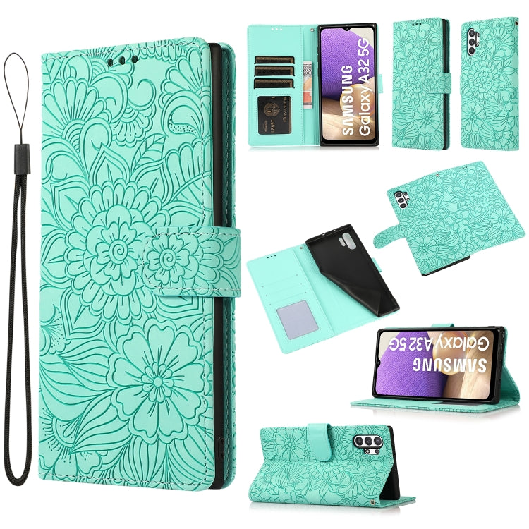 Skin Feel Embossed Sunflower Horizontal Flip Leather Case with Holder & Card Slots & Wallet & Lanyard, For Samsung Galaxy S8+, For Samsung Galaxy A12, For Samsung Galaxy A42 5G, For Samsung Galaxy A32 4G, For Samsung Galaxy A32 5G, For Samsung Galaxy A...