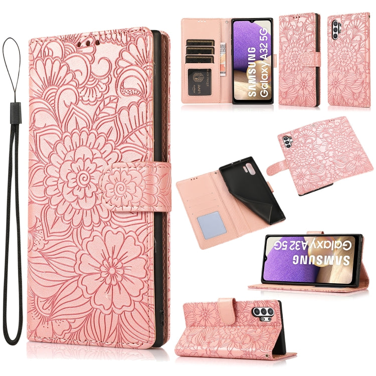 Skin Feel Embossed Sunflower Horizontal Flip Leather Case with Holder & Card Slots & Wallet & Lanyard, For Samsung Galaxy S8+, For Samsung Galaxy A12, For Samsung Galaxy A42 5G, For Samsung Galaxy A32 4G, For Samsung Galaxy A32 5G, For Samsung Galaxy A...