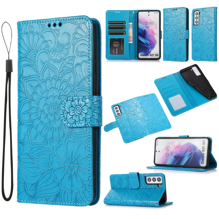 Skin Feel Embossed Sunflower Horizontal Flip Leather Case with Holder & Card Slots & Wallet & Lanyard, For Samsung Galaxy S21 5G, For Samsung Galaxy S21 FE, For Samsung Galaxy A21s, For Samsung Galaxy Note20, For Samsung Galaxy 5G / 4G                 ...