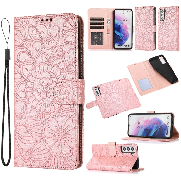 Skin Feel Embossed Sunflower Horizontal Flip Leather Case with Holder & Card Slots & Wallet & Lanyard, For Samsung Galaxy S21 5G, For Samsung Galaxy S21 FE, For Samsung Galaxy A21s, For Samsung Galaxy Note20, For Samsung Galaxy 5G / 4G                 ...