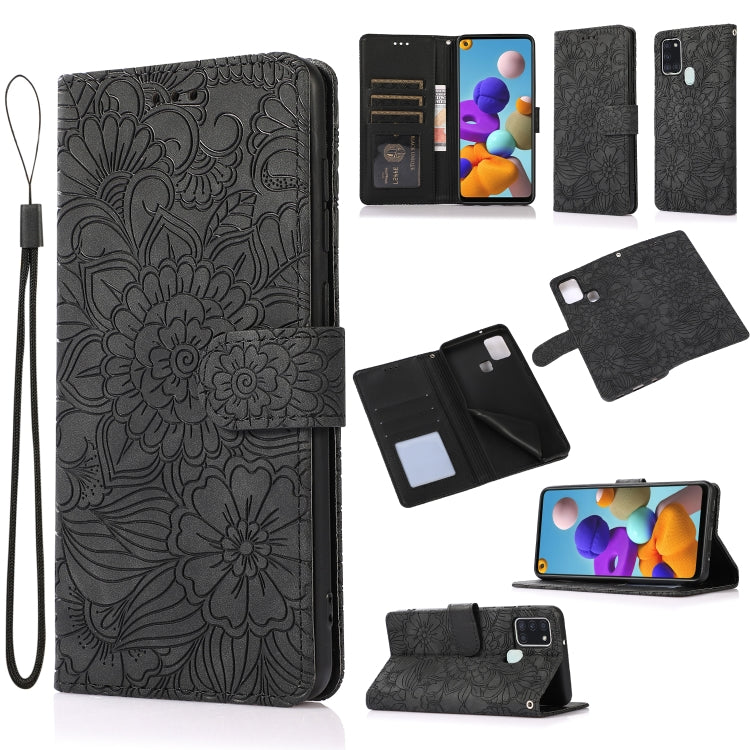Skin Feel Embossed Sunflower Horizontal Flip Leather Case with Holder & Card Slots & Wallet & Lanyard, For Samsung Galaxy S21 5G, For Samsung Galaxy S21 FE, For Samsung Galaxy A21s, For Samsung Galaxy Note20, For Samsung Galaxy 5G / 4G                 ...