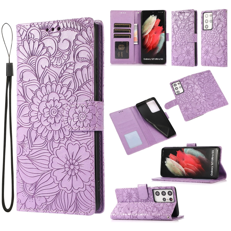 Skin Feel Embossed Sunflower Horizontal Flip Leather Case with Holder & Card Slots & Wallet & Lanyard, For Samsung Galaxy Note9, For Samsung Galaxy Note20 Ultra, For Samsung Galaxy S20 Ultra, For Samsung Galaxy S21 Ultra 5G, For Samsung Galaxy A30s    ...