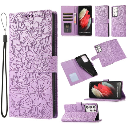 Skin Feel Embossed Sunflower Horizontal Flip Leather Case with Holder & Card Slots & Wallet & Lanyard, For Samsung Galaxy Note9, For Samsung Galaxy Note20 Ultra, For Samsung Galaxy S20 Ultra, For Samsung Galaxy S21 Ultra 5G, For Samsung Galaxy A30s    ...