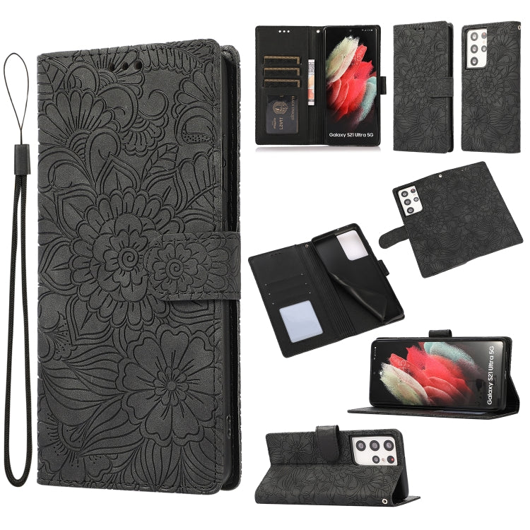 Skin Feel Embossed Sunflower Horizontal Flip Leather Case with Holder & Card Slots & Wallet & Lanyard, For Samsung Galaxy Note9, For Samsung Galaxy Note20 Ultra, For Samsung Galaxy S20 Ultra, For Samsung Galaxy S21 Ultra 5G, For Samsung Galaxy A30s    ...