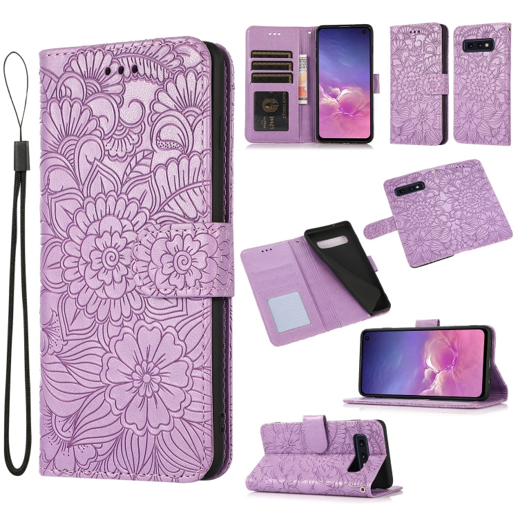 Skin Feel Embossed Sunflower Horizontal Flip Leather Case with Holder & Card Slots & Wallet & Lanyard, For Samsung Galaxy S10+, For Samsung Galaxy S10e, For Samsung Galaxy A20s, For Samsung Galaxy A40, For Samsung Galaxy Note8, For Samsung Galaxy J6   ...