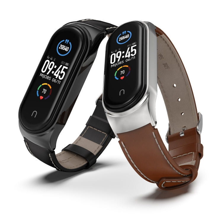 For Xiaomi Mi Band 6 / 5 Mijobs CS First Layer Cowhide Watch Band