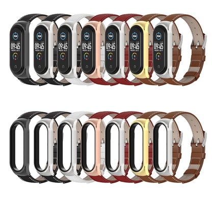 For Xiaomi Mi Band 6 / 5 Mijobs CS First Layer Cowhide Watch Band