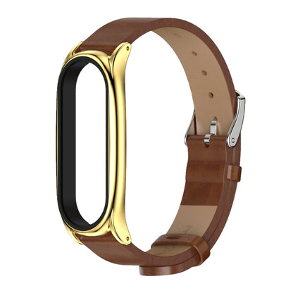 For Xiaomi Mi Band 6 / 5 Mijobs Metal Case Crazy Horse Texture PU Microfiber Plus Watch Band