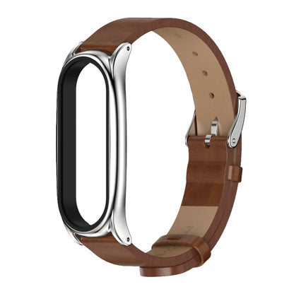 For Xiaomi Mi Band 6 / 5 Mijobs Metal Case Crazy Horse Texture PU Microfiber Plus Watch Band