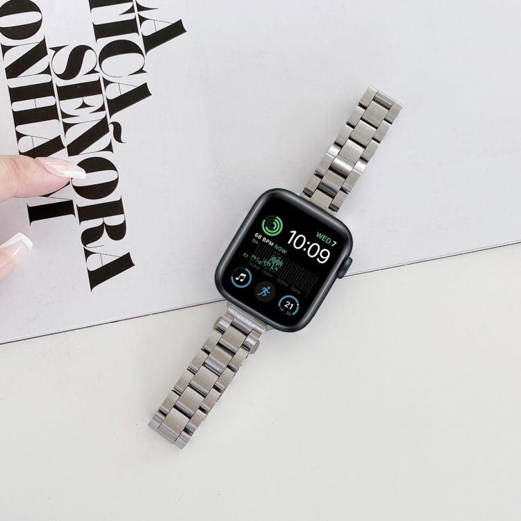 Three-beads Steel Replacement Strap Watchband, For Apple Watch Series 7  41mm / & 6 & SE & 5 & 4 40mm, For Apple Watch Series  7  45mm / & 6 & SE & 5 & 4 44mm, For Apple Watch Ultra 49mm&Watch Ultra 2 49mm, For Apple Watch Series 9&8&7 41mm