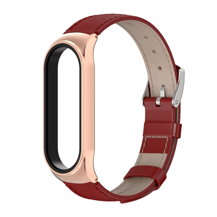 For Xiaomi Mi Band 6 / 5 Mijobs First Layer Cowhide Plus Replacement Watchband