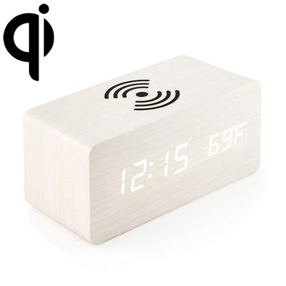 KD8801 5W Wooden Creative Wireless Charger LED Mirror Digital Display Sub-alarm Clock, Regular Style