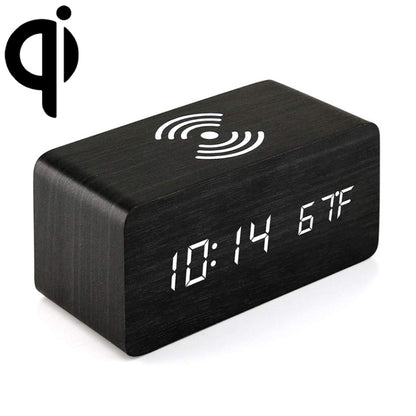 KD8801 5W Wooden Creative Wireless Charger LED Mirror Digital Display Sub-alarm Clock, Regular Style