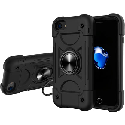 Shockproof Silicone + PC Protective Case with Dual-Ring Holder, For iPhone 6/6s/7/8/SE 2022 / SE 2020, For iPhone 6 Plus/6s Plus/7 Plus/8 Plus, For iPhone X / XS, For iPhone XR