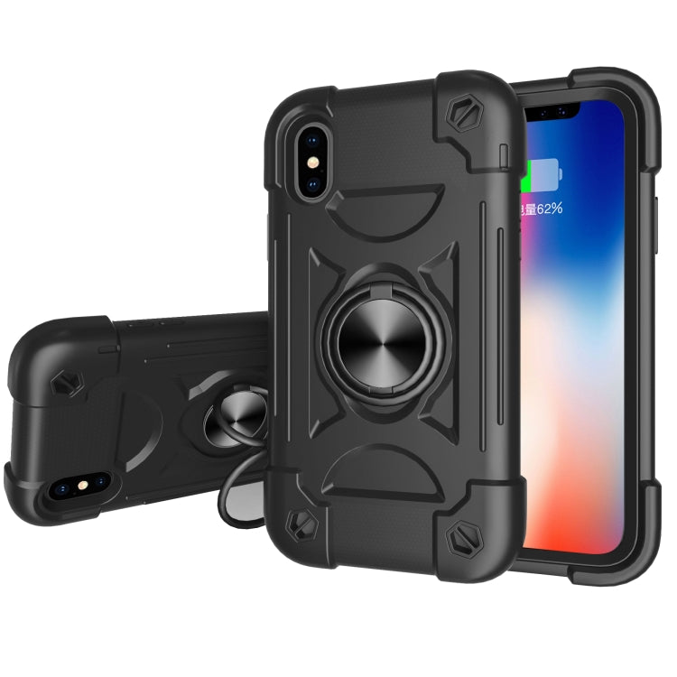 Shockproof Silicone + PC Protective Case with Dual-Ring Holder, For iPhone 6/6s/7/8/SE 2022 / SE 2020, For iPhone 6 Plus/6s Plus/7 Plus/8 Plus, For iPhone X / XS, For iPhone XR