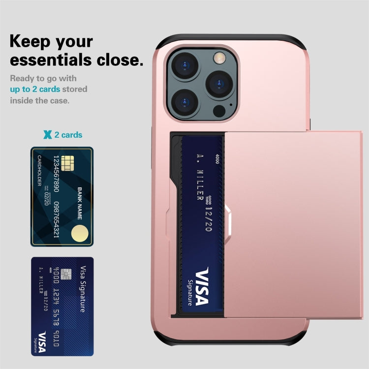 Shockproof Armor Protective Case with Slide Card Slot, For iPhone 13 mini, For iPhone 13, For iPhone 13 Pro, For iPhone 13 Pro Max