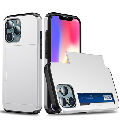 Shockproof Armor Protective Case with Slide Card Slot, For iPhone 13 mini, For iPhone 13, For iPhone 13 Pro, For iPhone 13 Pro Max