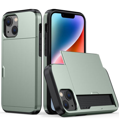 Shockproof Armor Protective Case with Slide Card Slot, For iPhone 13 mini, For iPhone 13, For iPhone 13 Pro, For iPhone 13 Pro Max