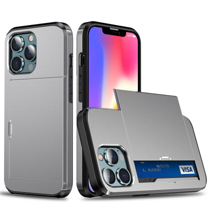Shockproof Armor Protective Case with Slide Card Slot, For iPhone 13 mini, For iPhone 13, For iPhone 13 Pro, For iPhone 13 Pro Max