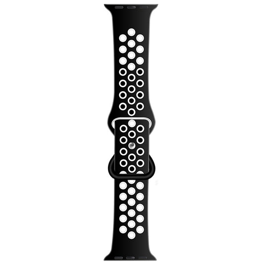 Butterfly Buckle Dual-tone Liquid Silicone Replacement Watchband For Apple Watch Series, 7 41mm / 6 & SE & 5 & 4 40mm / 3 & 2 & 1 38mm, 7 45mm / 6 & SE & 5 & 4 44mm / 3 & 2 & 1 42mm