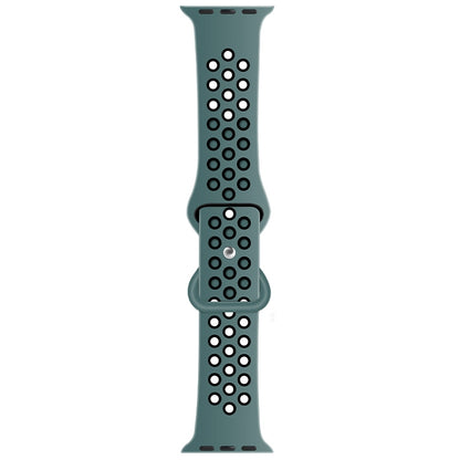 Butterfly Buckle Dual-tone Liquid Silicone Replacement Watchband For Apple Watch Series, 7 41mm / 6 & SE & 5 & 4 40mm / 3 & 2 & 1 38mm, 7 45mm / 6 & SE & 5 & 4 44mm / 3 & 2 & 1 42mm