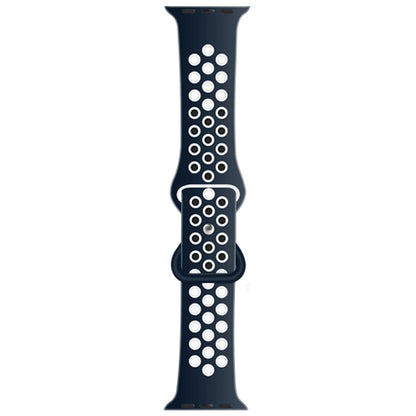 Butterfly Buckle Dual-tone Liquid Silicone Replacement Watchband For Apple Watch Series, 7 41mm / 6 & SE & 5 & 4 40mm / 3 & 2 & 1 38mm, 7 45mm / 6 & SE & 5 & 4 44mm / 3 & 2 & 1 42mm
