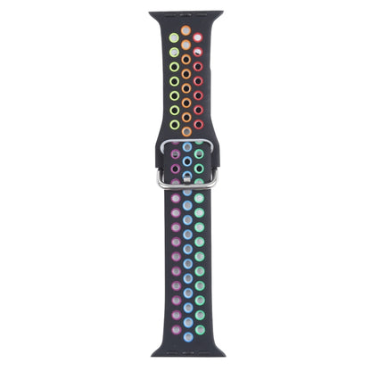 Metal Buckle Silicone Replacement Watchband For Apple Watch Series, 7 41mm / 6 & SE & 5 & 4 40mm / 3 & 2 & 1 38mm, 7 45mm / 6 & SE & 5 & 4 44mm / 3 & 2 & 1 42mm