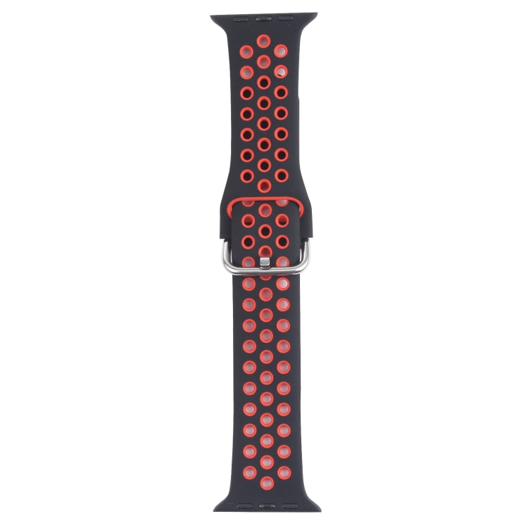 Metal Buckle Silicone Replacement Watchband For Apple Watch Series, 7 41mm / 6 & SE & 5 & 4 40mm / 3 & 2 & 1 38mm, 7 45mm / 6 & SE & 5 & 4 44mm / 3 & 2 & 1 42mm
