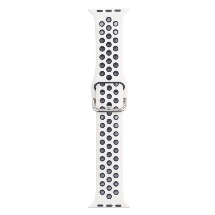 Metal Buckle Silicone Replacement Watchband For Apple Watch Series, 7 41mm / 6 & SE & 5 & 4 40mm / 3 & 2 & 1 38mm, 7 45mm / 6 & SE & 5 & 4 44mm / 3 & 2 & 1 42mm
