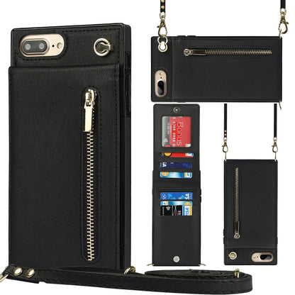 Cross-body Zipper Square TPU+PU Back Cover Case with Holder & Card Slots & Wallet & Strap, For iPhone 8 Plus / 7 Plus, For iPhone 11, For iPhone 11 Pro, For iPhone 11 Pro Max, For iPhone 12 mini, For iPhone 12 / 12 Pro, For iPhone 12 Pro Max           ...