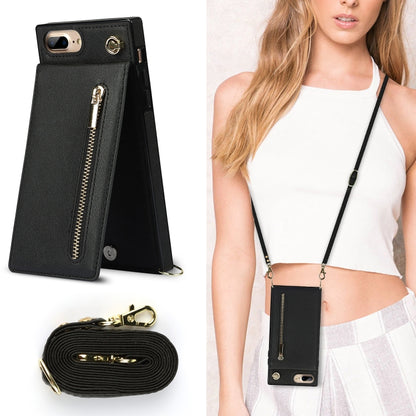 Cross-body Zipper Square TPU+PU Back Cover Case with Holder & Card Slots & Wallet & Strap, For iPhone 8 Plus / 7 Plus, For iPhone 11, For iPhone 11 Pro, For iPhone 11 Pro Max, For iPhone 12 mini, For iPhone 12 / 12 Pro, For iPhone 12 Pro Max           ...