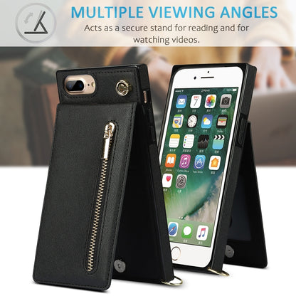 Cross-body Zipper Square TPU+PU Back Cover Case with Holder & Card Slots & Wallet & Strap, For iPhone 8 Plus / 7 Plus, For iPhone 11, For iPhone 11 Pro, For iPhone 11 Pro Max, For iPhone 12 mini, For iPhone 12 / 12 Pro, For iPhone 12 Pro Max           ...