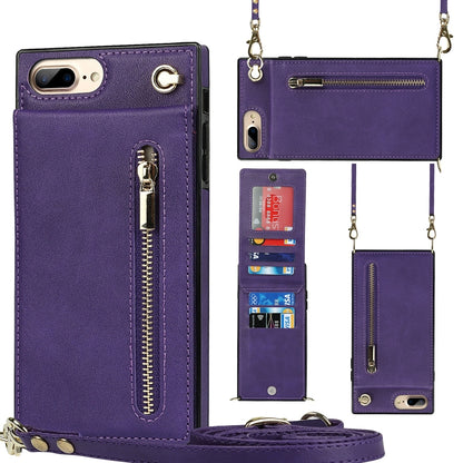 Cross-body Zipper Square TPU+PU Back Cover Case with Holder & Card Slots & Wallet & Strap, For iPhone 8 Plus / 7 Plus, For iPhone 11, For iPhone 11 Pro, For iPhone 11 Pro Max, For iPhone 12 mini, For iPhone 12 / 12 Pro, For iPhone 12 Pro Max           ...