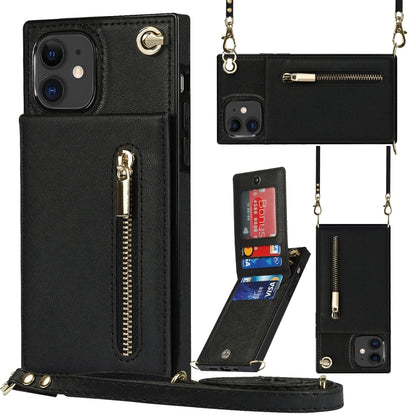 Cross-body Zipper Square TPU+PU Back Cover Case with Holder & Card Slots & Wallet & Strap, For iPhone 8 Plus / 7 Plus, For iPhone 11, For iPhone 11 Pro, For iPhone 11 Pro Max, For iPhone 12 mini, For iPhone 12 / 12 Pro, For iPhone 12 Pro Max           ...