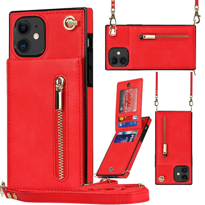 Cross-body Zipper Square TPU+PU Back Cover Case with Holder & Card Slots & Wallet & Strap, For iPhone 8 Plus / 7 Plus, For iPhone 11, For iPhone 11 Pro, For iPhone 11 Pro Max, For iPhone 12 mini, For iPhone 12 / 12 Pro, For iPhone 12 Pro Max           ...