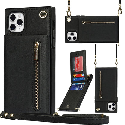 Cross-body Zipper Square TPU+PU Back Cover Case with Holder & Card Slots & Wallet & Strap, For iPhone 8 Plus / 7 Plus, For iPhone 11, For iPhone 11 Pro, For iPhone 11 Pro Max, For iPhone 12 mini, For iPhone 12 / 12 Pro, For iPhone 12 Pro Max           ...
