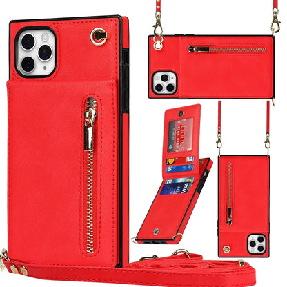 Cross-body Zipper Square TPU+PU Back Cover Case with Holder & Card Slots & Wallet & Strap, For iPhone 8 Plus / 7 Plus, For iPhone 11, For iPhone 11 Pro, For iPhone 11 Pro Max, For iPhone 12 mini, For iPhone 12 / 12 Pro, For iPhone 12 Pro Max           ...