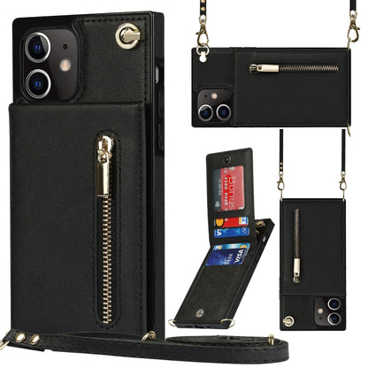 Cross-body Zipper Square TPU+PU Back Cover Case with Holder & Card Slots & Wallet & Strap, For iPhone 8 Plus / 7 Plus, For iPhone 11, For iPhone 11 Pro, For iPhone 11 Pro Max, For iPhone 12 mini, For iPhone 12 / 12 Pro, For iPhone 12 Pro Max           ...
