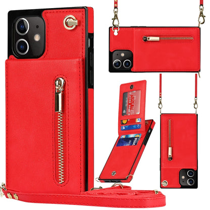 Cross-body Zipper Square TPU+PU Back Cover Case with Holder & Card Slots & Wallet & Strap, For iPhone 8 Plus / 7 Plus, For iPhone 11, For iPhone 11 Pro, For iPhone 11 Pro Max, For iPhone 12 mini, For iPhone 12 / 12 Pro, For iPhone 12 Pro Max           ...