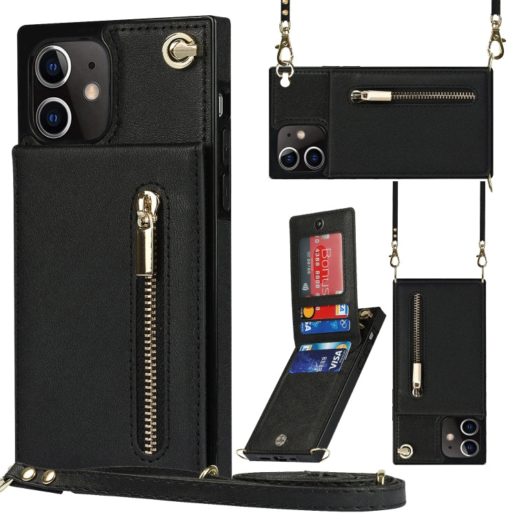 Cross-body Zipper Square TPU+PU Back Cover Case with Holder & Card Slots & Wallet & Strap, For iPhone 8 Plus / 7 Plus, For iPhone 11, For iPhone 11 Pro, For iPhone 11 Pro Max, For iPhone 12 mini, For iPhone 12 / 12 Pro, For iPhone 12 Pro Max           ...