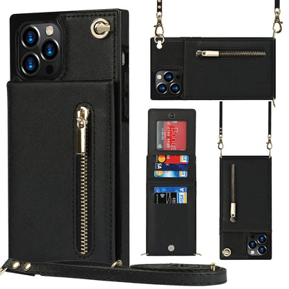 Cross-body Zipper Square TPU+PU Back Cover Case with Holder & Card Slots & Wallet & Strap, For iPhone 8 Plus / 7 Plus, For iPhone 11, For iPhone 11 Pro, For iPhone 11 Pro Max, For iPhone 12 mini, For iPhone 12 / 12 Pro, For iPhone 12 Pro Max           ...