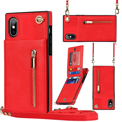 Cross-body Zipper Square TPU+PU Back Cover Case with Holder & Card Slots & Wallet & Strap, For iPhone 8 Plus / 7 Plus, For iPhone 11, For iPhone 11 Pro, For iPhone 11 Pro Max, For iPhone 12 mini, For iPhone 12 / 12 Pro, For iPhone 12 Pro Max           ...