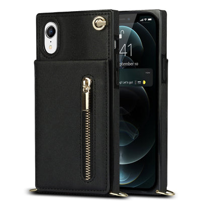 Cross-body Zipper Square TPU+PU Back Cover Case with Holder & Card Slots & Wallet & Strap, For iPhone XR, For iPhone XS Max