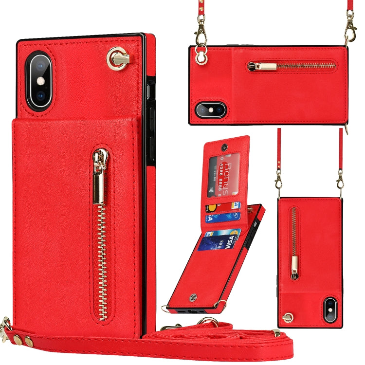 Cross-body Zipper Square TPU+PU Back Cover Case with Holder & Card Slots & Wallet & Strap, For iPhone XR, For iPhone XS Max