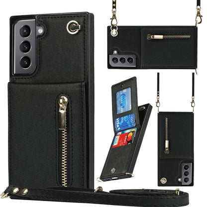 Cross-body Zipper Square TPU+PU Back Cover Case with Holder & Card Slots & Wallet & Strap, For Samsung Galaxy S21 5G, For Samsung Galaxy S21+ 5G, For Samsung Galaxy S21 Ultra 5G, For Samsung Galaxy S20, For Samsung Galaxy S20+                          ...
