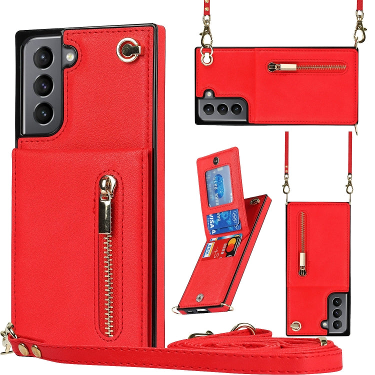 Cross-body Zipper Square TPU+PU Back Cover Case with Holder & Card Slots & Wallet & Strap, For Samsung Galaxy S21 5G, For Samsung Galaxy S21+ 5G, For Samsung Galaxy S21 Ultra 5G, For Samsung Galaxy S20, For Samsung Galaxy S20+                          ...