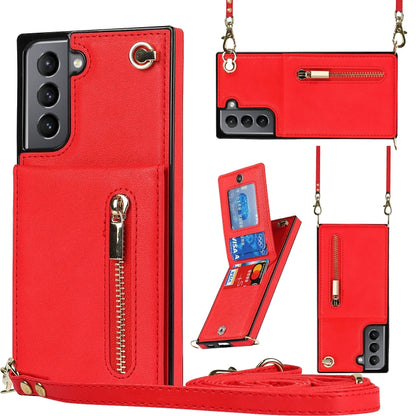 Cross-body Zipper Square TPU+PU Back Cover Case with Holder & Card Slots & Wallet & Strap, For Samsung Galaxy S21 5G, For Samsung Galaxy S21+ 5G, For Samsung Galaxy S21 Ultra 5G, For Samsung Galaxy S20, For Samsung Galaxy S20+                          ...