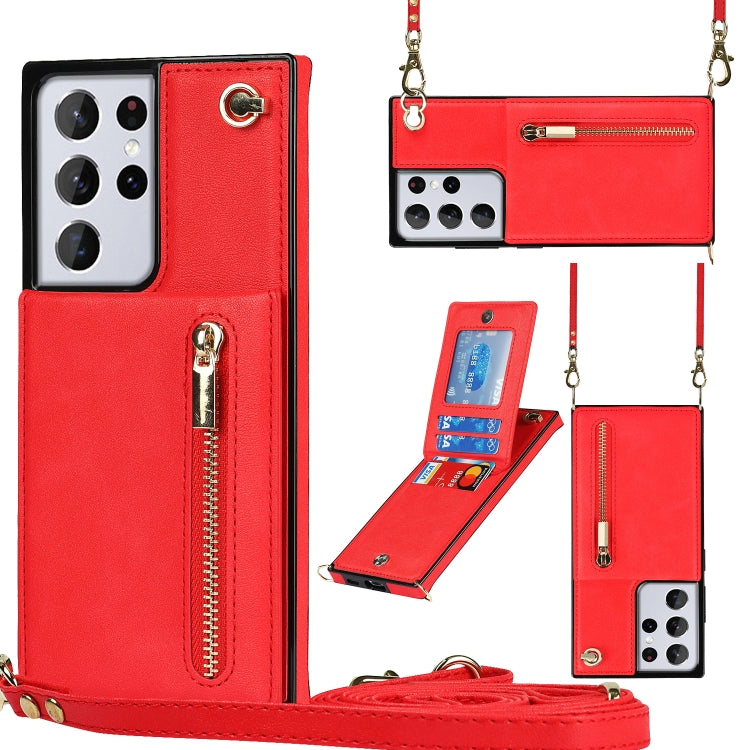 Cross-body Zipper Square TPU+PU Back Cover Case with Holder & Card Slots & Wallet & Strap, For Samsung Galaxy S21 5G, For Samsung Galaxy S21+ 5G, For Samsung Galaxy S21 Ultra 5G, For Samsung Galaxy S20, For Samsung Galaxy S20+                          ...